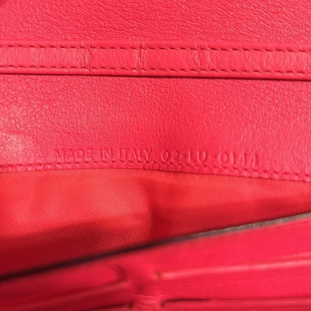 - Authentic Cristian Dior Leather Pink/Coral Wallet on a Chain